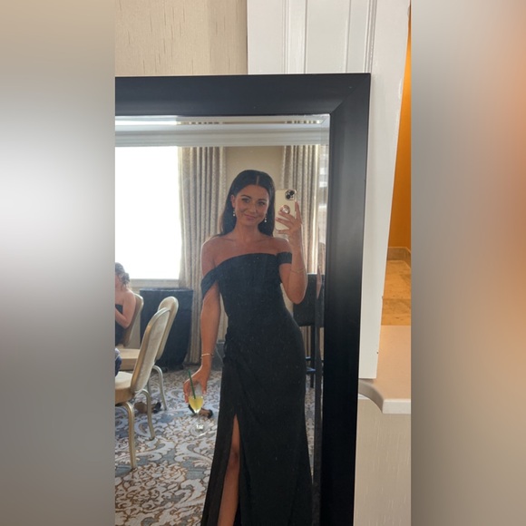 JJ House Black Off The Shoulder Bridesmaid Dress - Picture 3 of 3